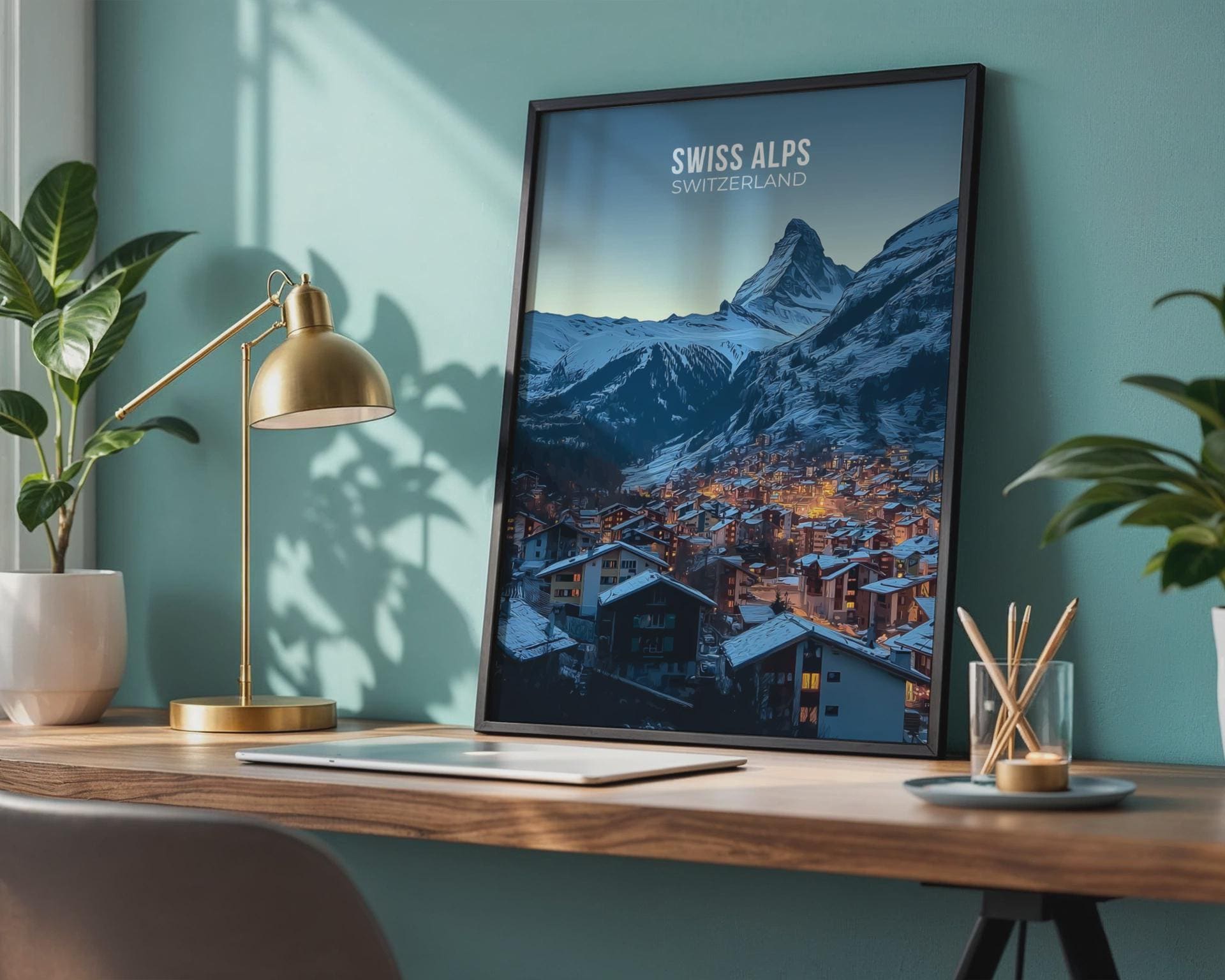 Mountain Landscape Print Swiss Alps Artwork - Travel Wall Art