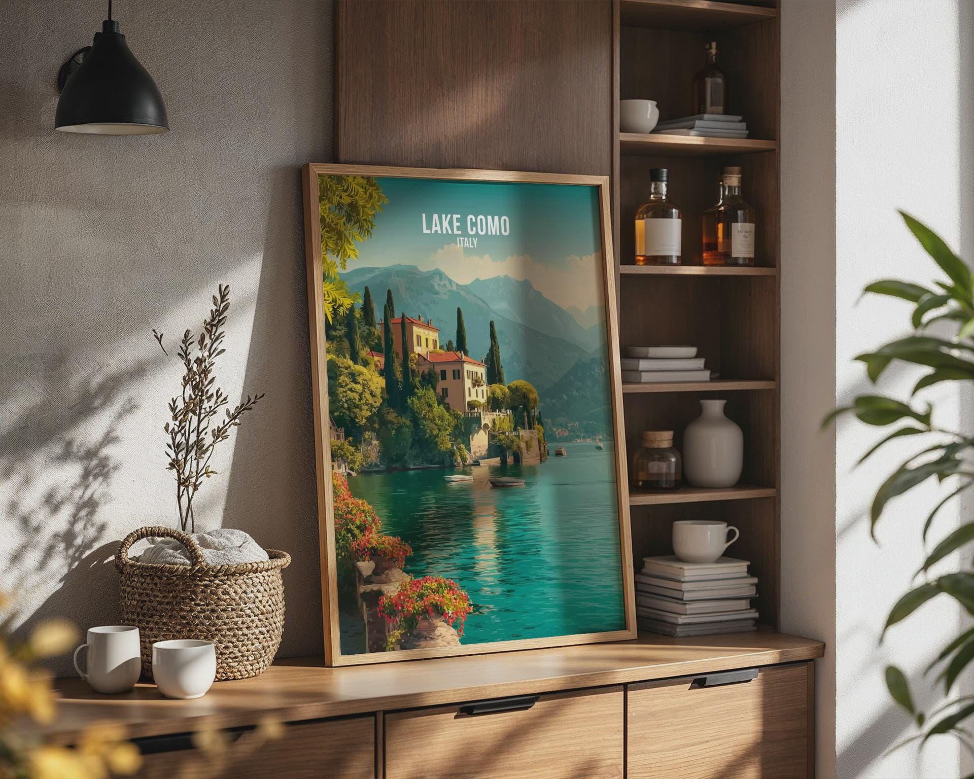 Lake Como Italy Print Vintage Travel Poster Wall Art - Travel Wall Art
