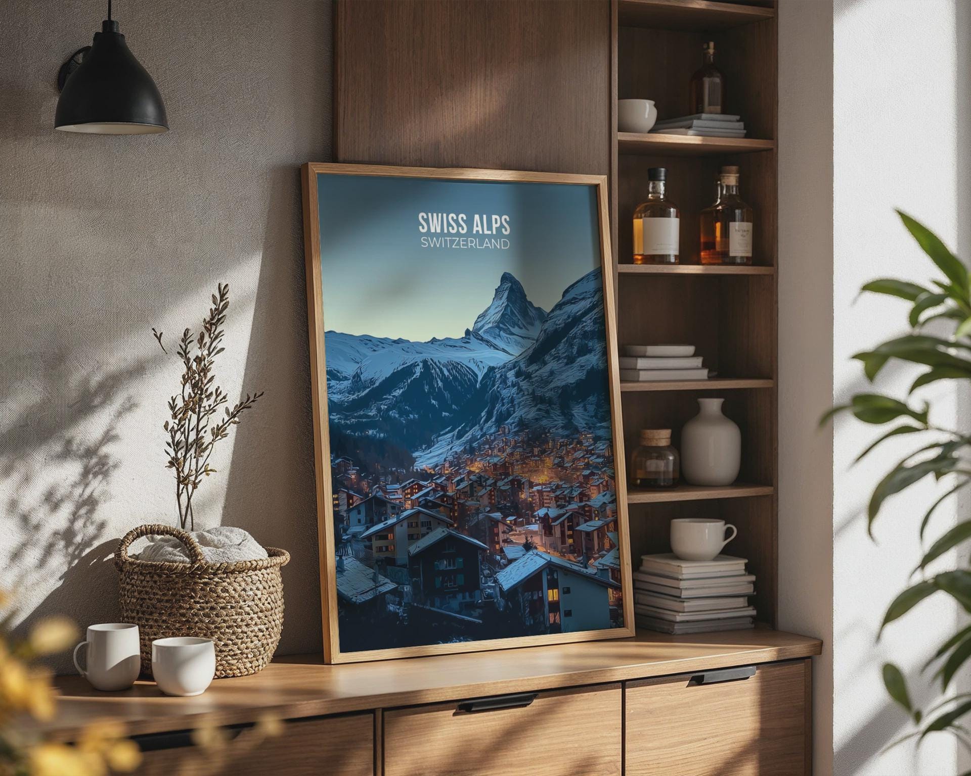Mountain Landscape Print Swiss Alps Artwork - Travel Wall Art