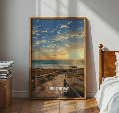 Geographe Bay Wall Art Poster Busselton WA Beach Sunset Print - Travel Wall Art