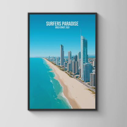 Surfers Paradise Coastal Art Print Wall Art Gold Coast QLD - Travel Wall Art