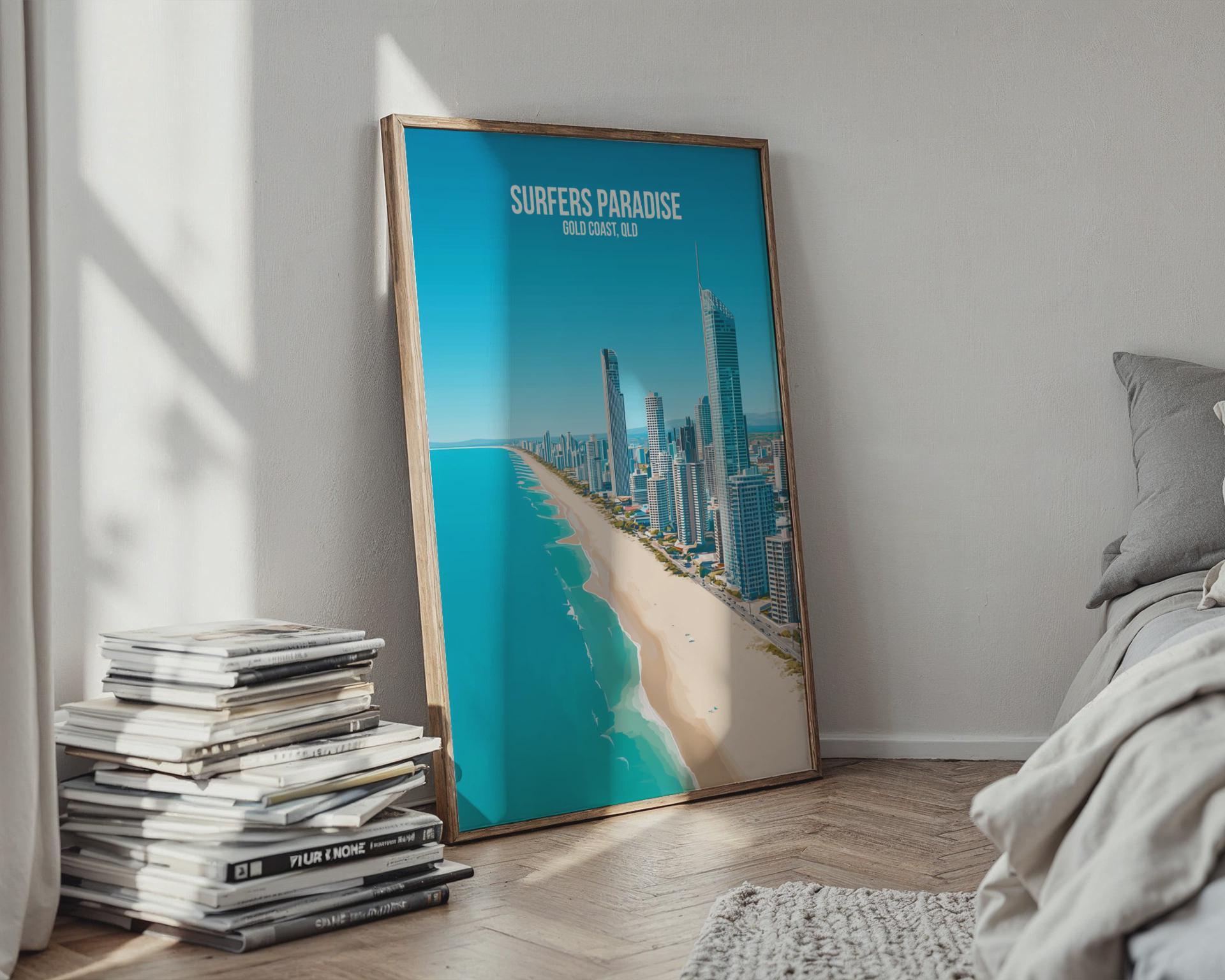 Surfers Paradise Coastal Art Print Wall Art Gold Coast QLD - Travel Wall Art