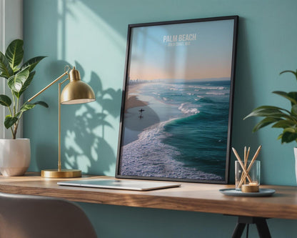 Palm Beach Travel Poster Gold Coast Art Print Ocean Waves - Travel Wall Art