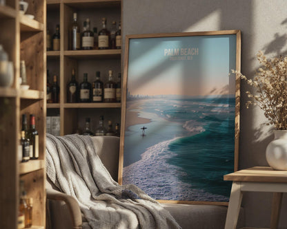 Palm Beach Travel Poster Gold Coast Art Print Ocean Waves - Travel Wall Art