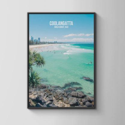 Coolangatta Beach Poster Gold Coast Art Print - Travel Wall Art