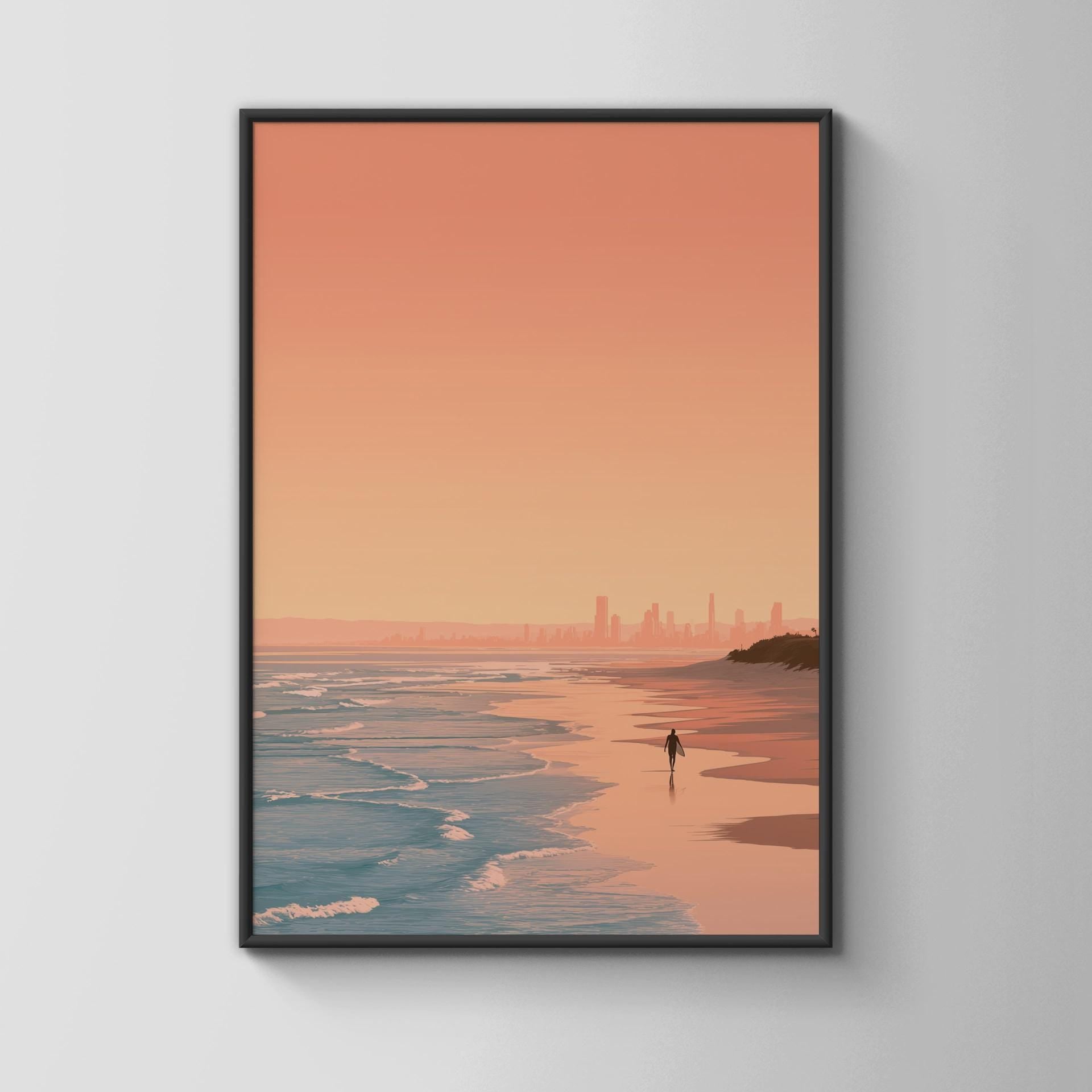 Gold Coast Beach Sunset Wall Art Print - Travel Wall Art