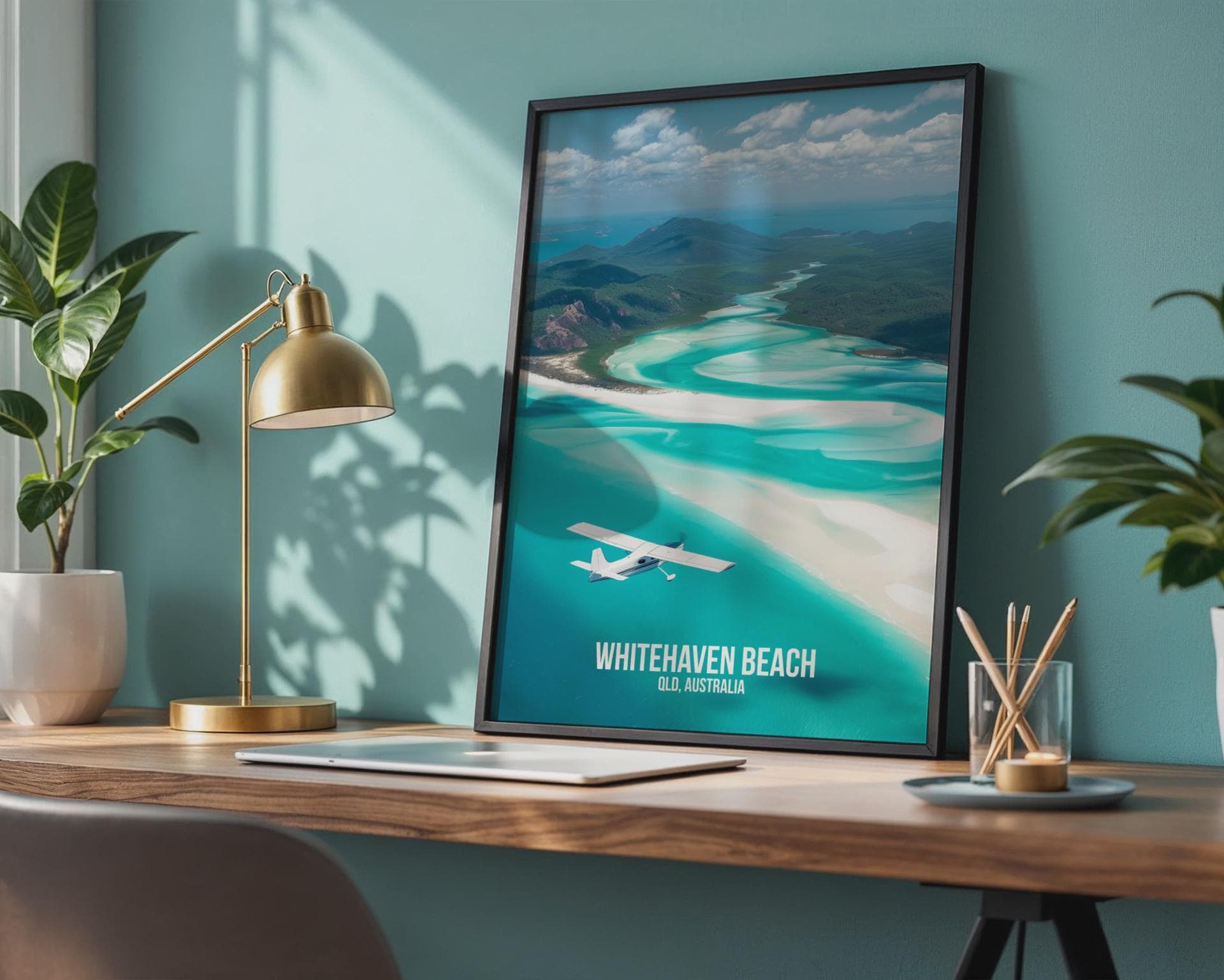 Aerial View Whitehaven Beach Art Print - Travel Wall Art