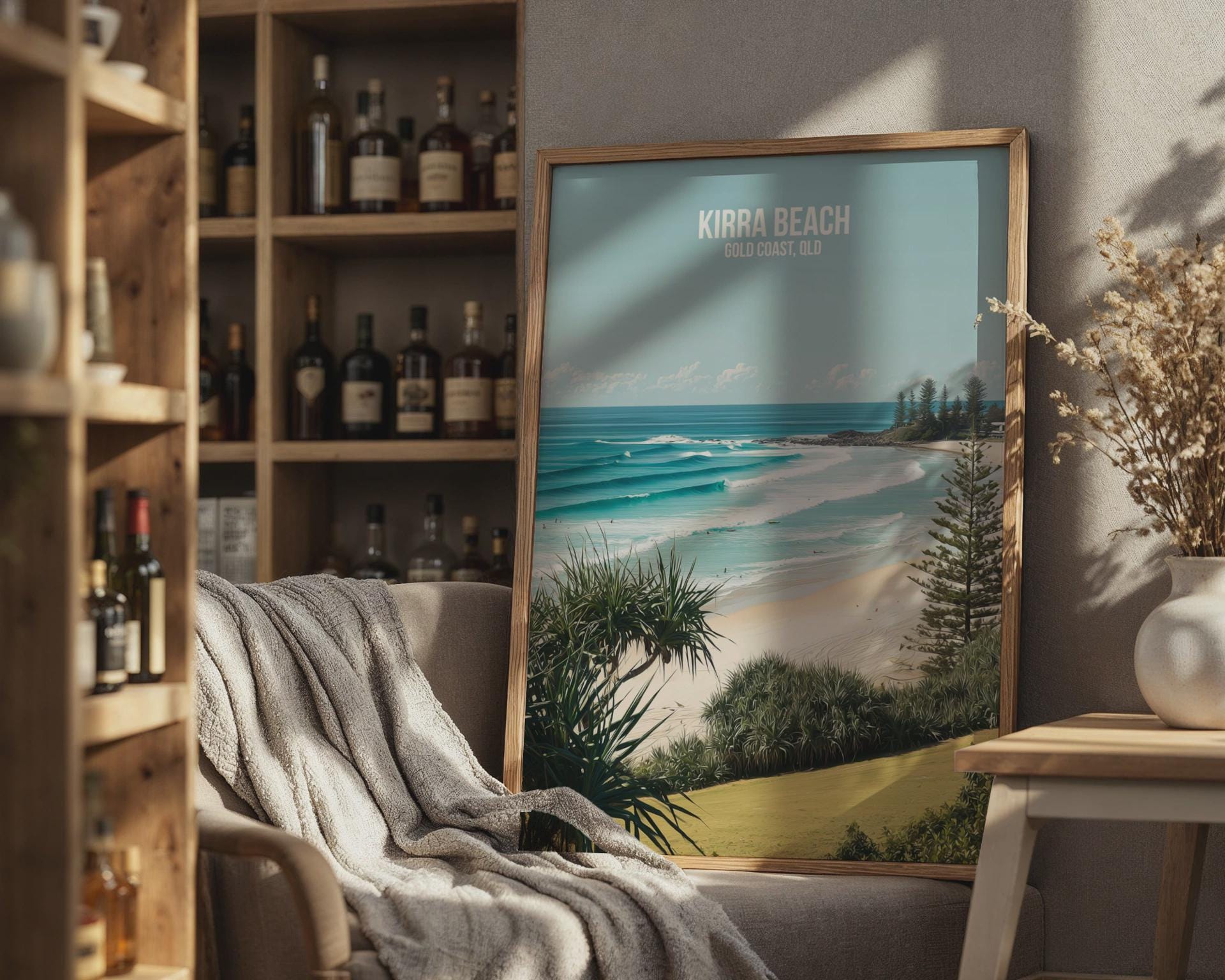 Kirra Beach Wall Art Print Coastal Landscape Art - Travel Wall Art