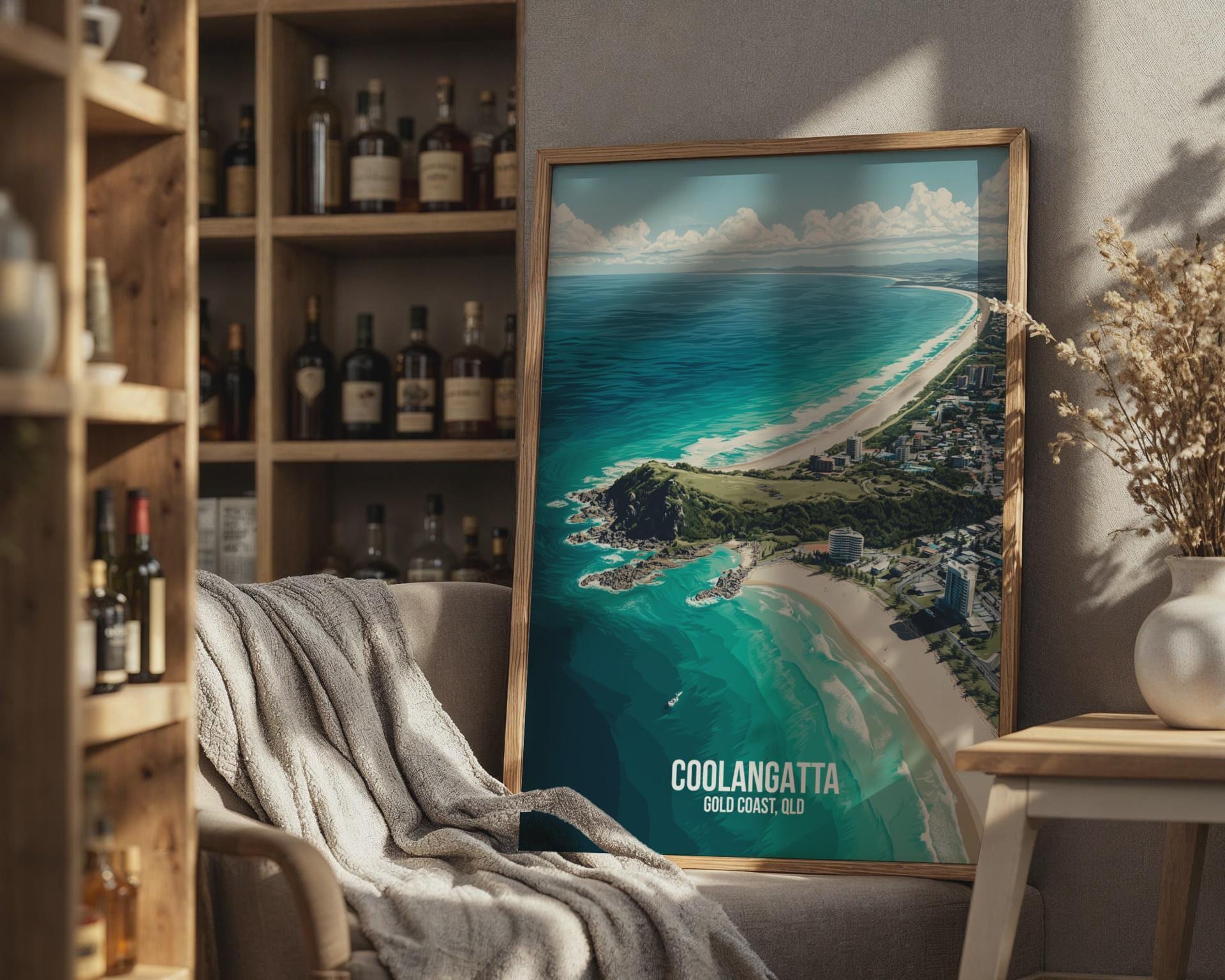 Coolangatta Coastal Wall Art Print Australia Travel Poster - Travel Wall Art