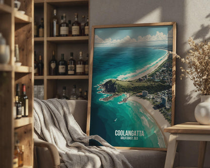 Coolangatta Coastal Wall Art Print Australia Travel Poster - Travel Wall Art