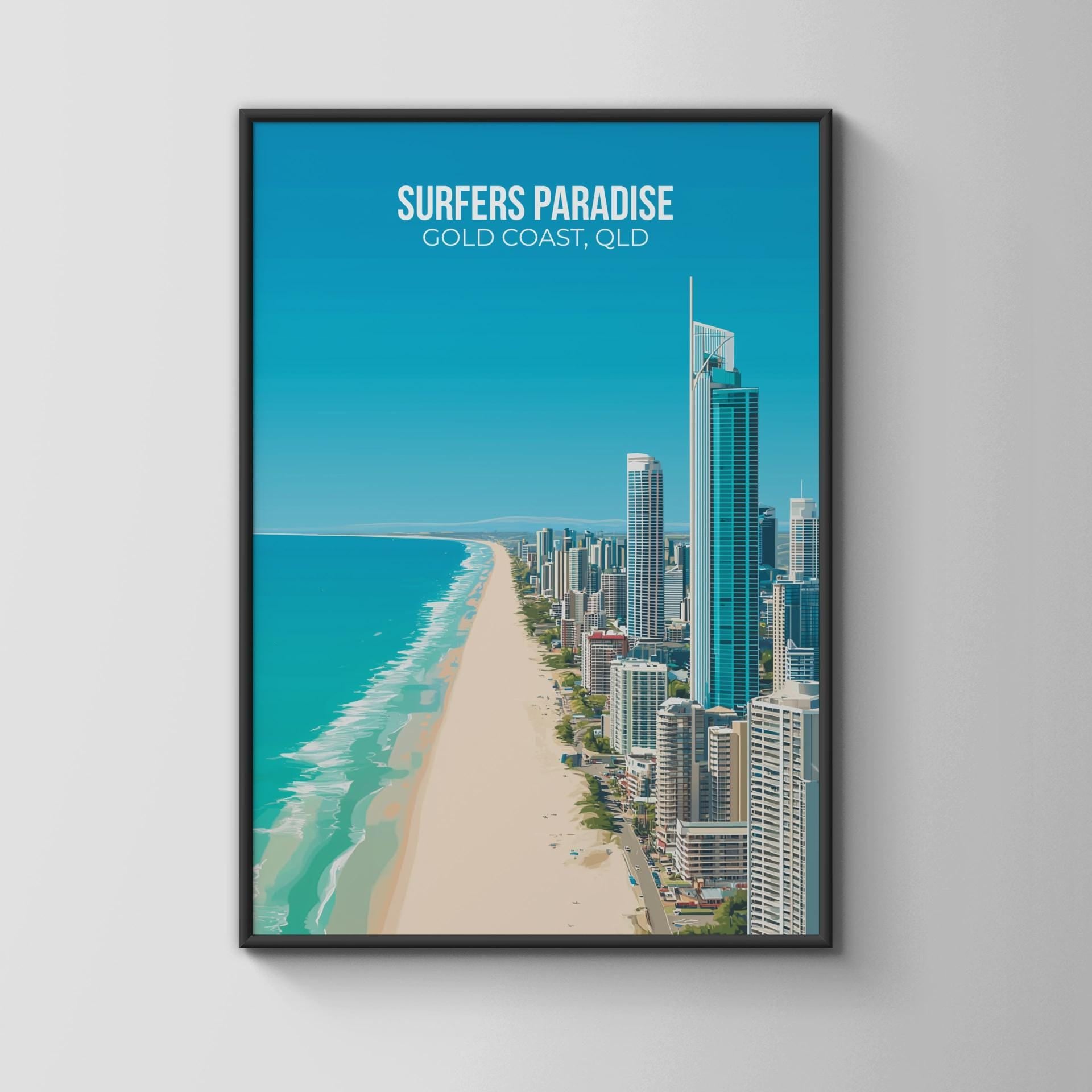 Surfers Paradise Wall Art Gold Coast Cityscape Print - Travel Wall Art