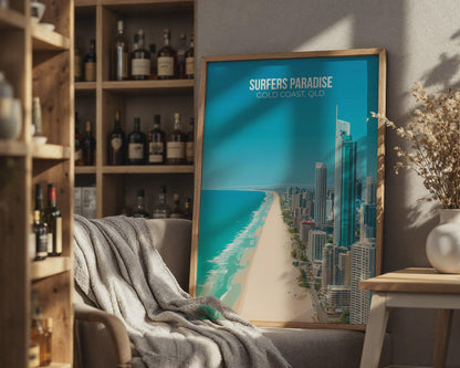 Surfers Paradise Wall Art Gold Coast Cityscape Print - Travel Wall Art