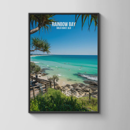 Rainbow Bay Print Gold Coast QLD Beach Poster Wall Art - Travel Wall Art
