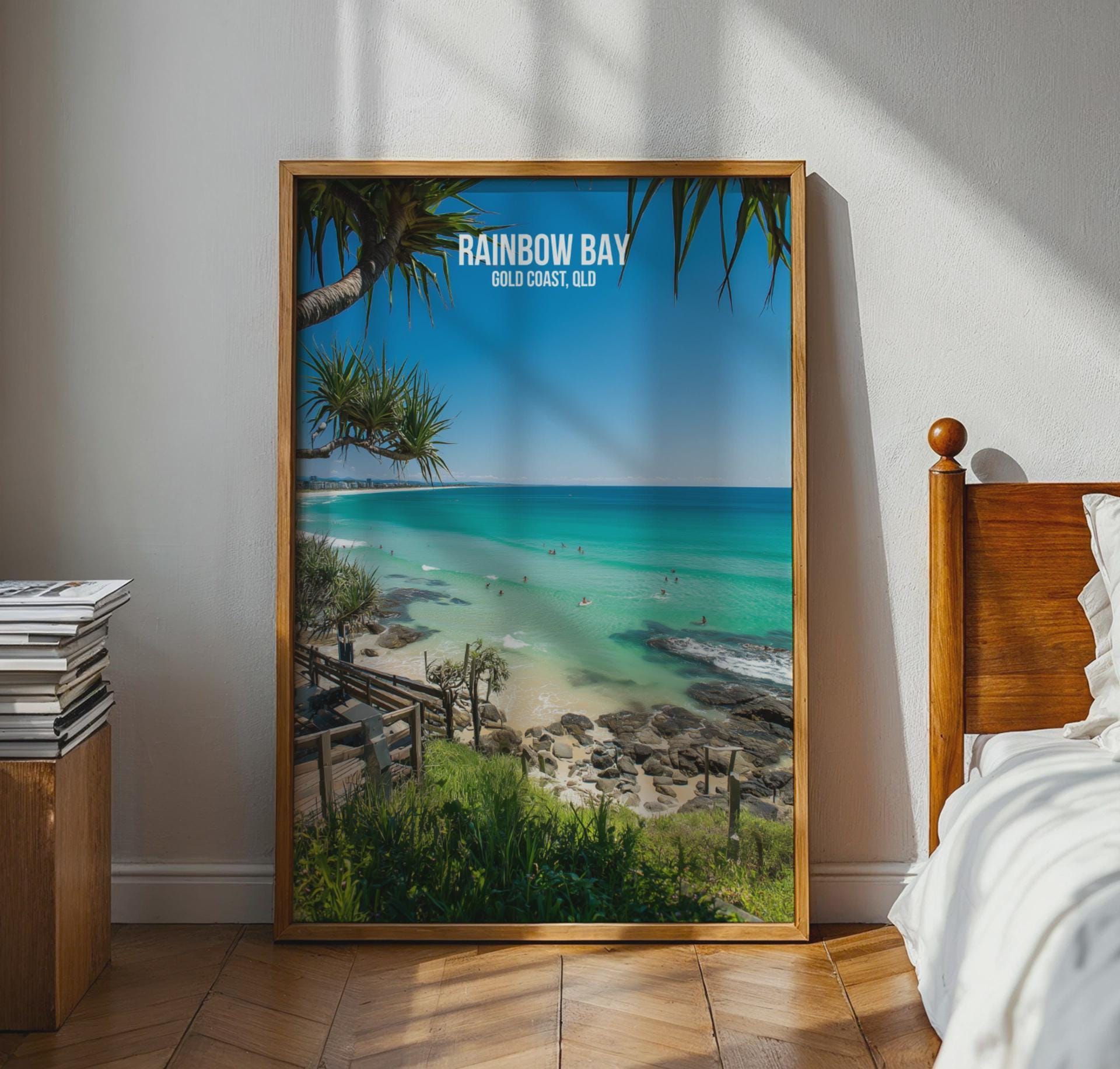 Rainbow Bay Print Gold Coast QLD Beach Poster Wall Art - Travel Wall Art