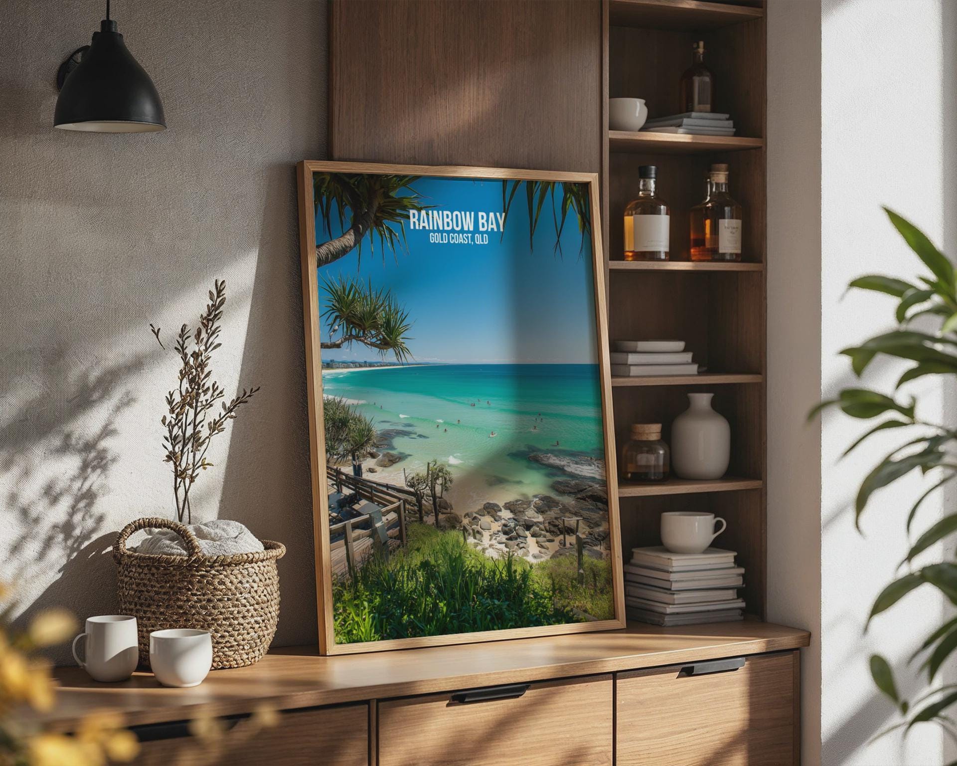 Rainbow Bay Print Gold Coast QLD Beach Poster Wall Art - Travel Wall Art