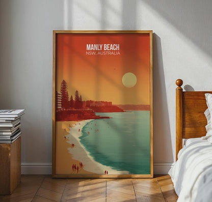 Manly Beach NSW Australia Print Minimalist Travel Art Poster - Travel Wall Art
