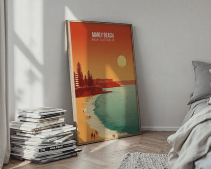 Manly Beach NSW Australia Print Minimalist Travel Art Poster - Travel Wall Art