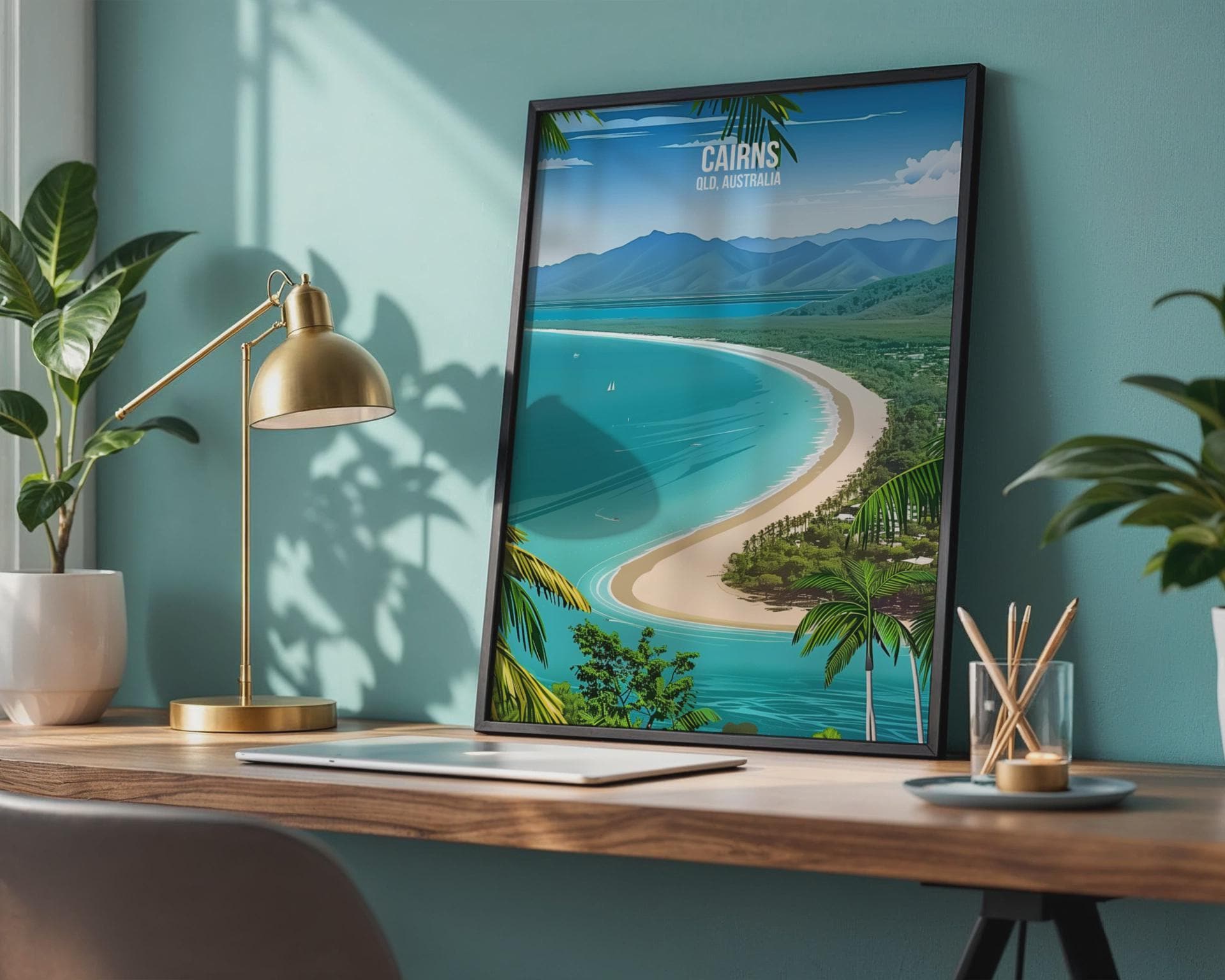 Cairns QLD Australia Poster Print Coastal Wall Art - Travel Wall Art