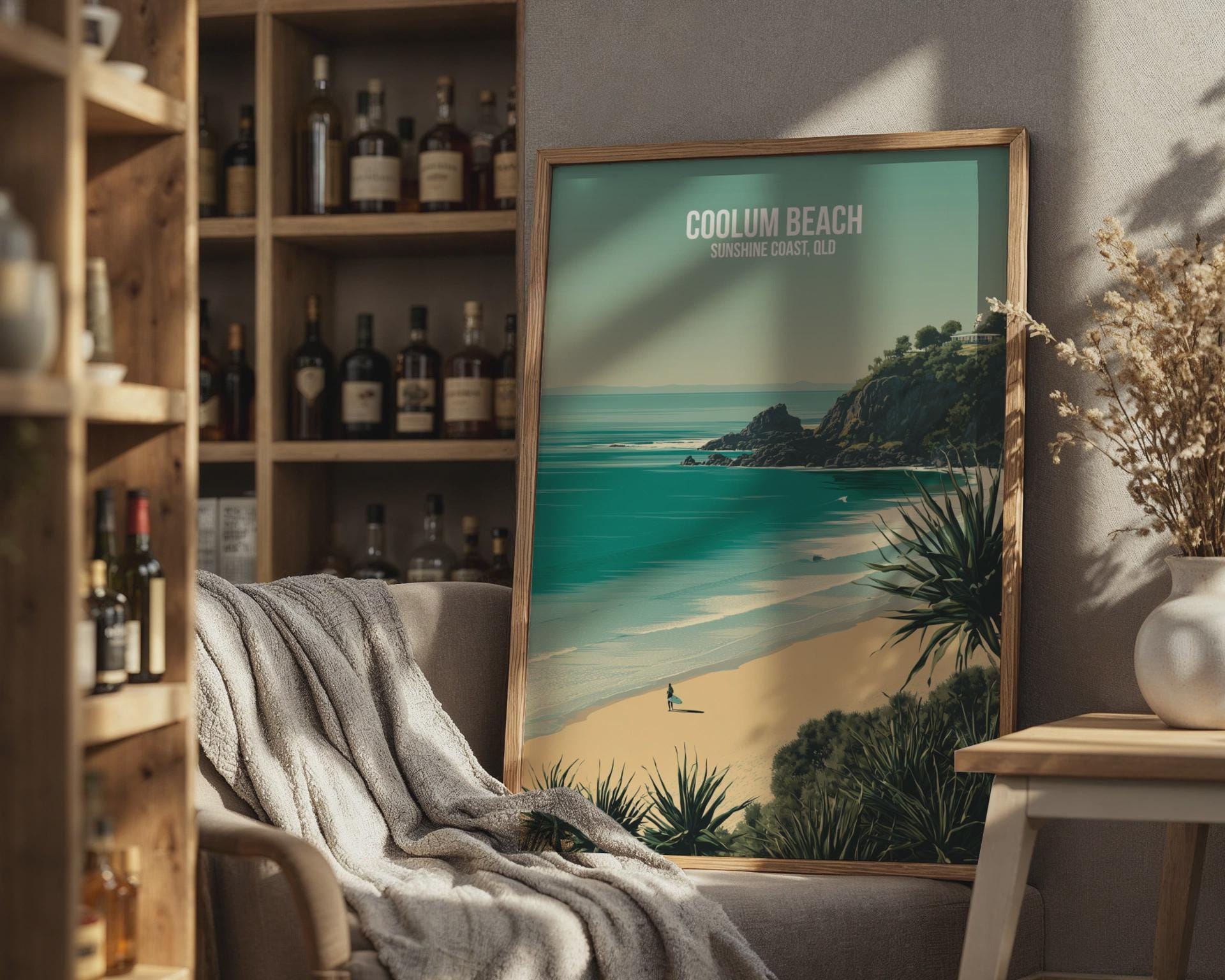 Coolum Beach Travel Art Print Coastal Scene - Travel Wall Art