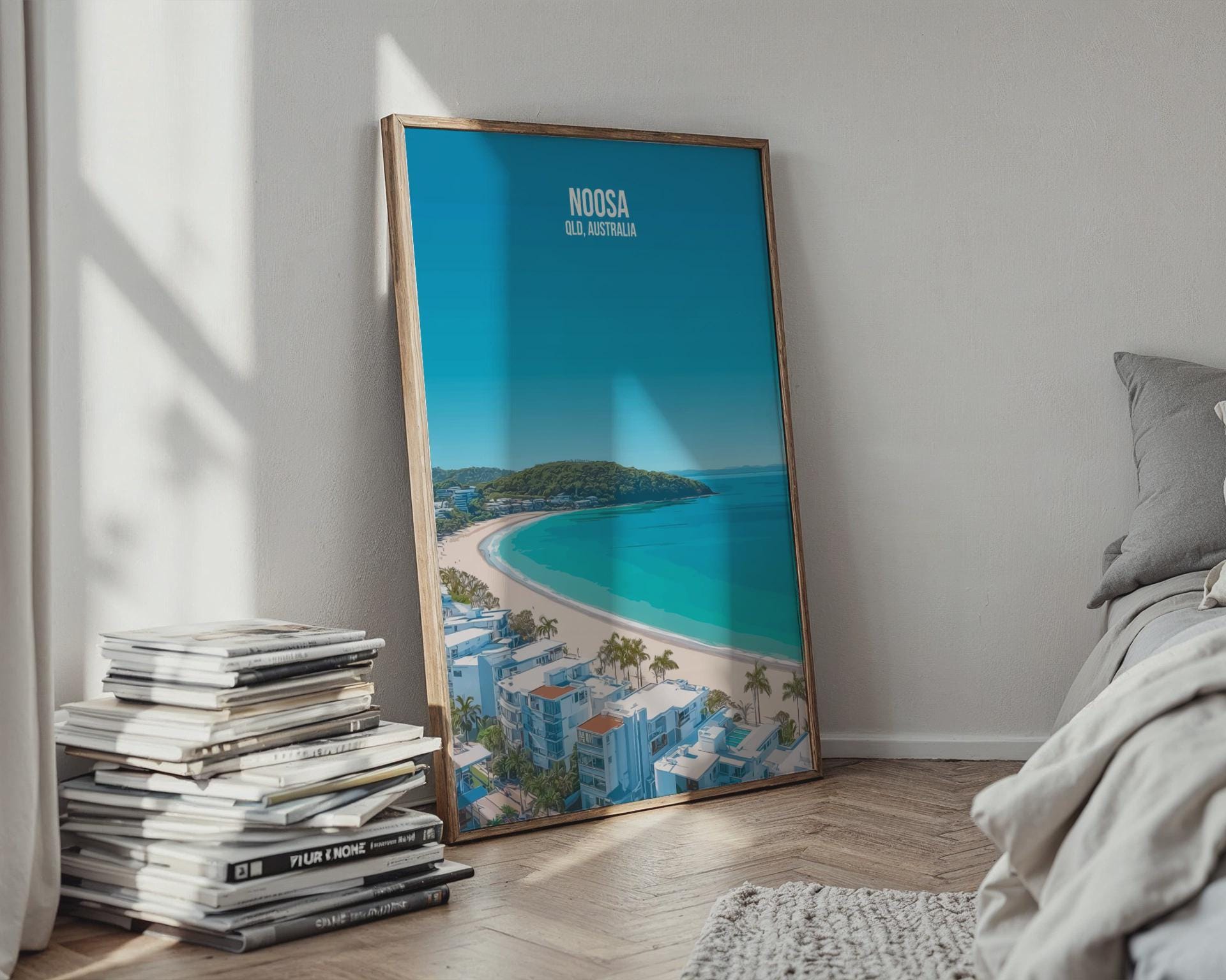 Noosa QLD Australia Art Print Beach Wall Art Minimalist Poster - Travel Wall Art
