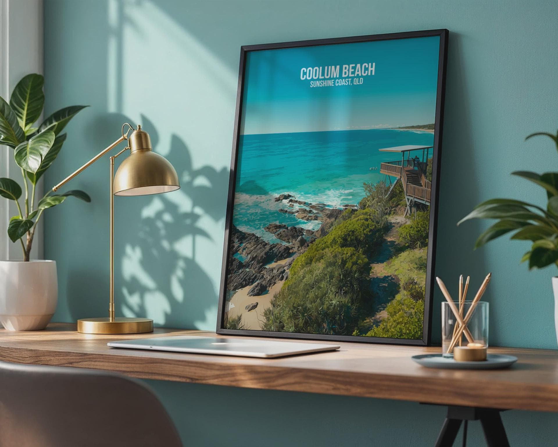 Coolum Beach Poster Sunshine Coast Wall Art - Travel Wall Art