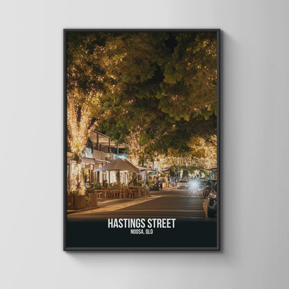 Hastings Street Noosa Print Night Scene Art - Travel Wall Art