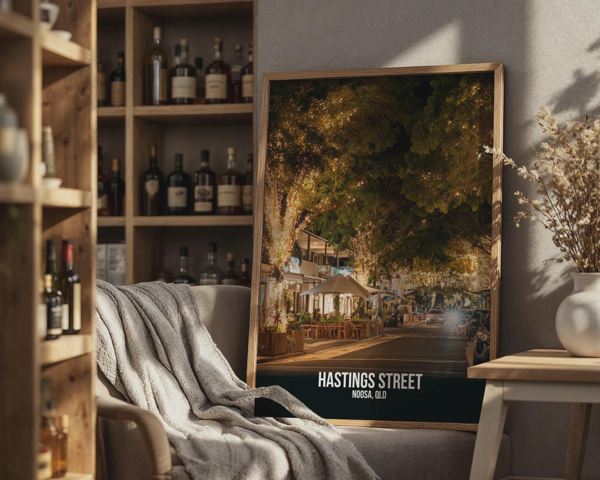 Hastings Street Noosa Print Night Scene Art - Travel Wall Art
