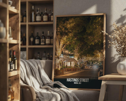 Hastings Street Noosa Print Night Scene Art - Travel Wall Art