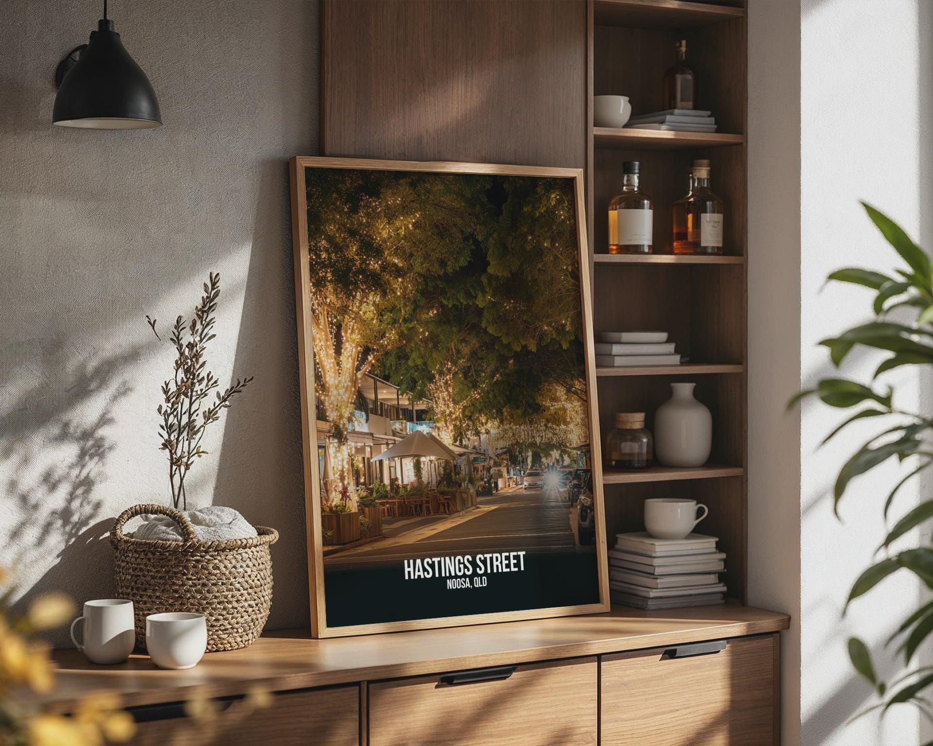 Hastings Street Noosa Print Night Scene Art - Travel Wall Art