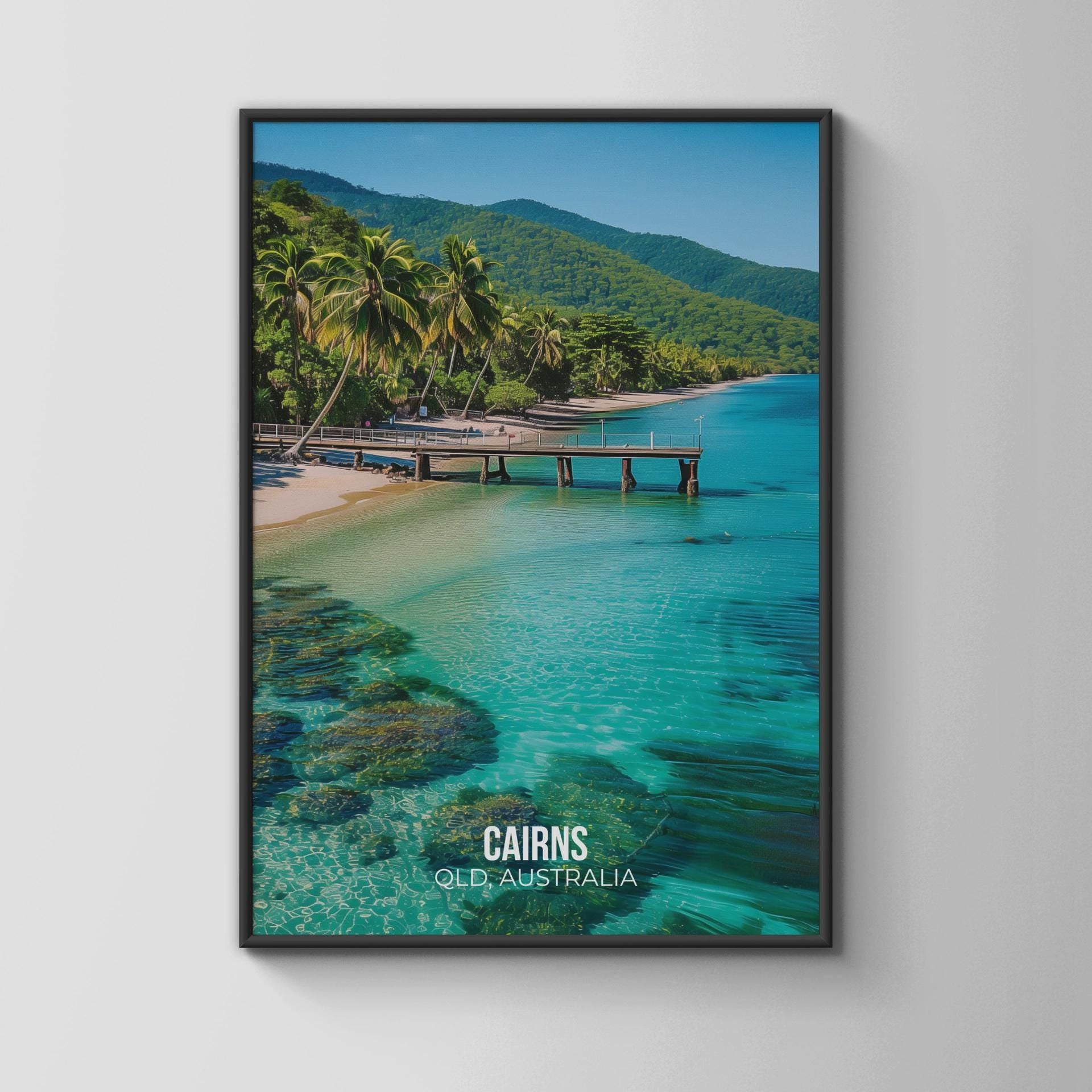 Cairns Queensland Coastal Landscape Poster Print Wall Art - Travel Wall Art
