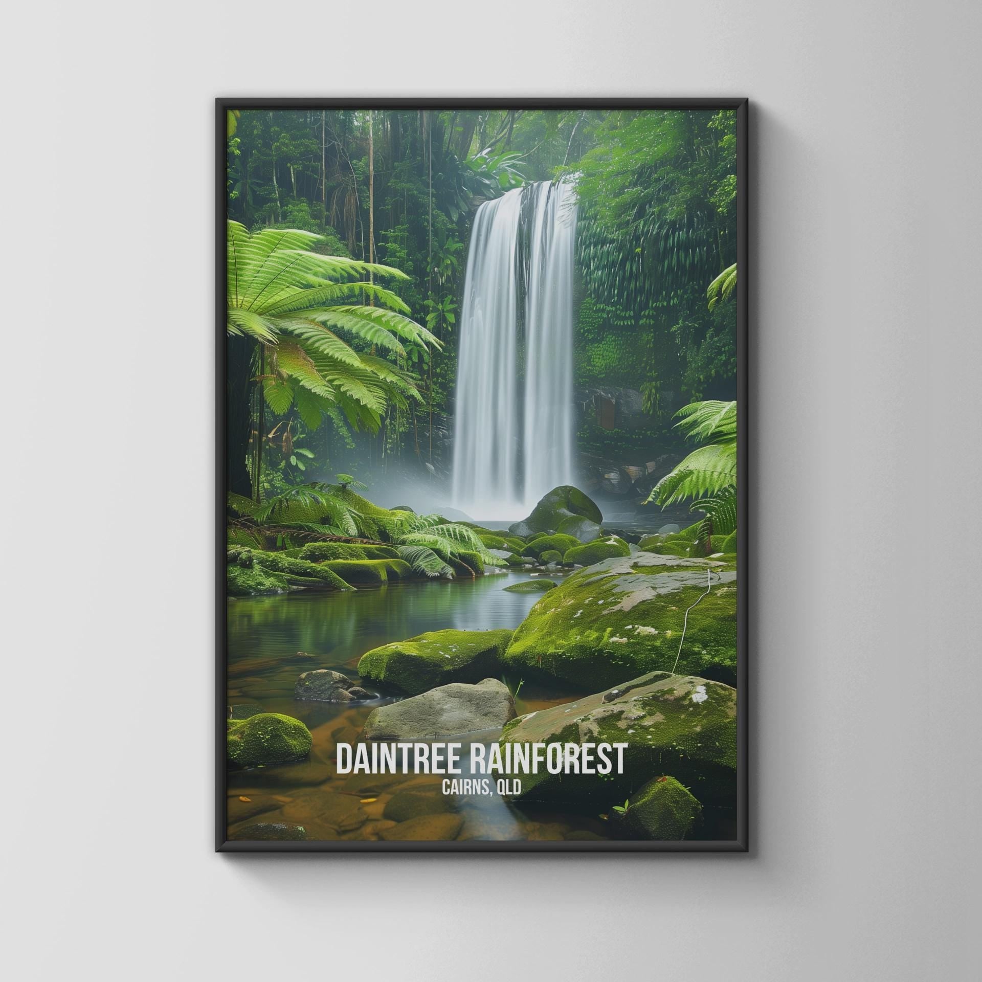 Daintree Rainforest Waterfall Poster Wall Art - Travel Wall Art