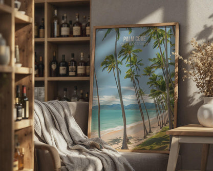 Palm Cove Tropical Beach Poster Print Wall Art - Travel Wall Art