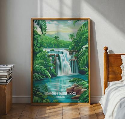 Daintree Rainforest Waterfall Print Art Poster - Travel Wall Art