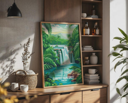 Daintree Rainforest Waterfall Print Art Poster - Travel Wall Art