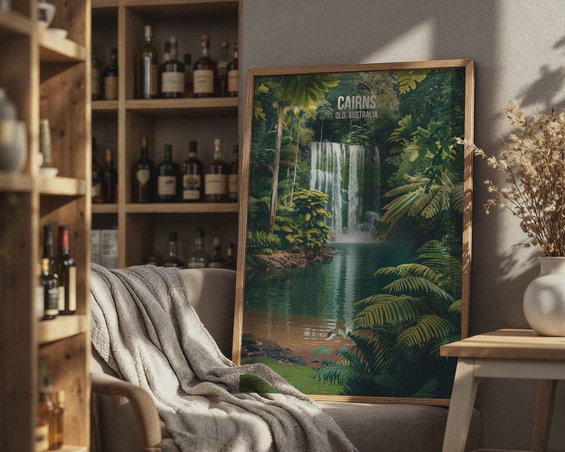 Cairns Waterfall Art Print QLD Poster Wall Art - Travel Wall Art