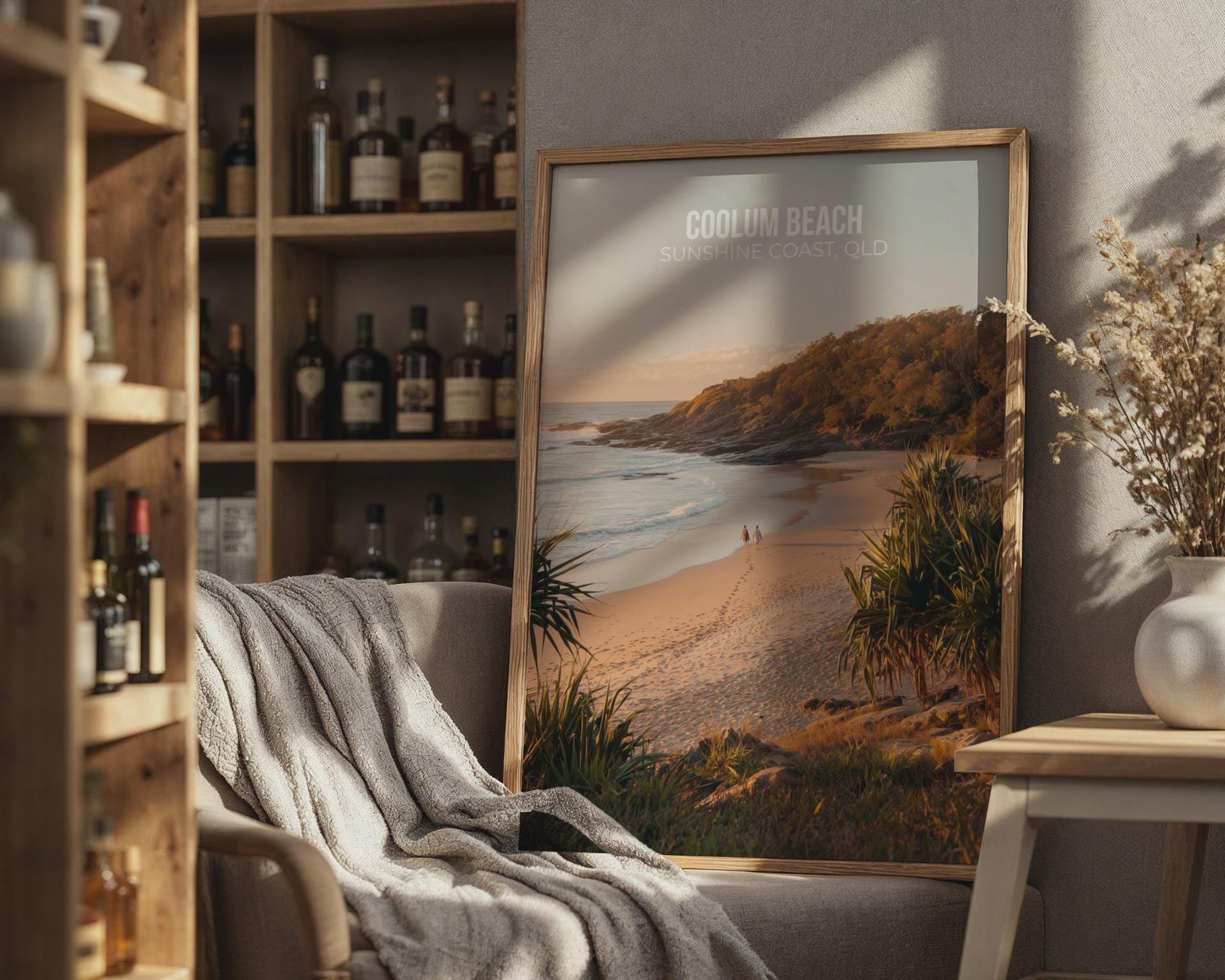 Coolum Beach Poster Sunshine Coast QLD Print Wall Art - Travel Wall Art
