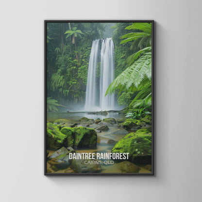 Daintree Rainforest Wall Art Print of Waterfall and Tropical Flora - Travel Wall Art