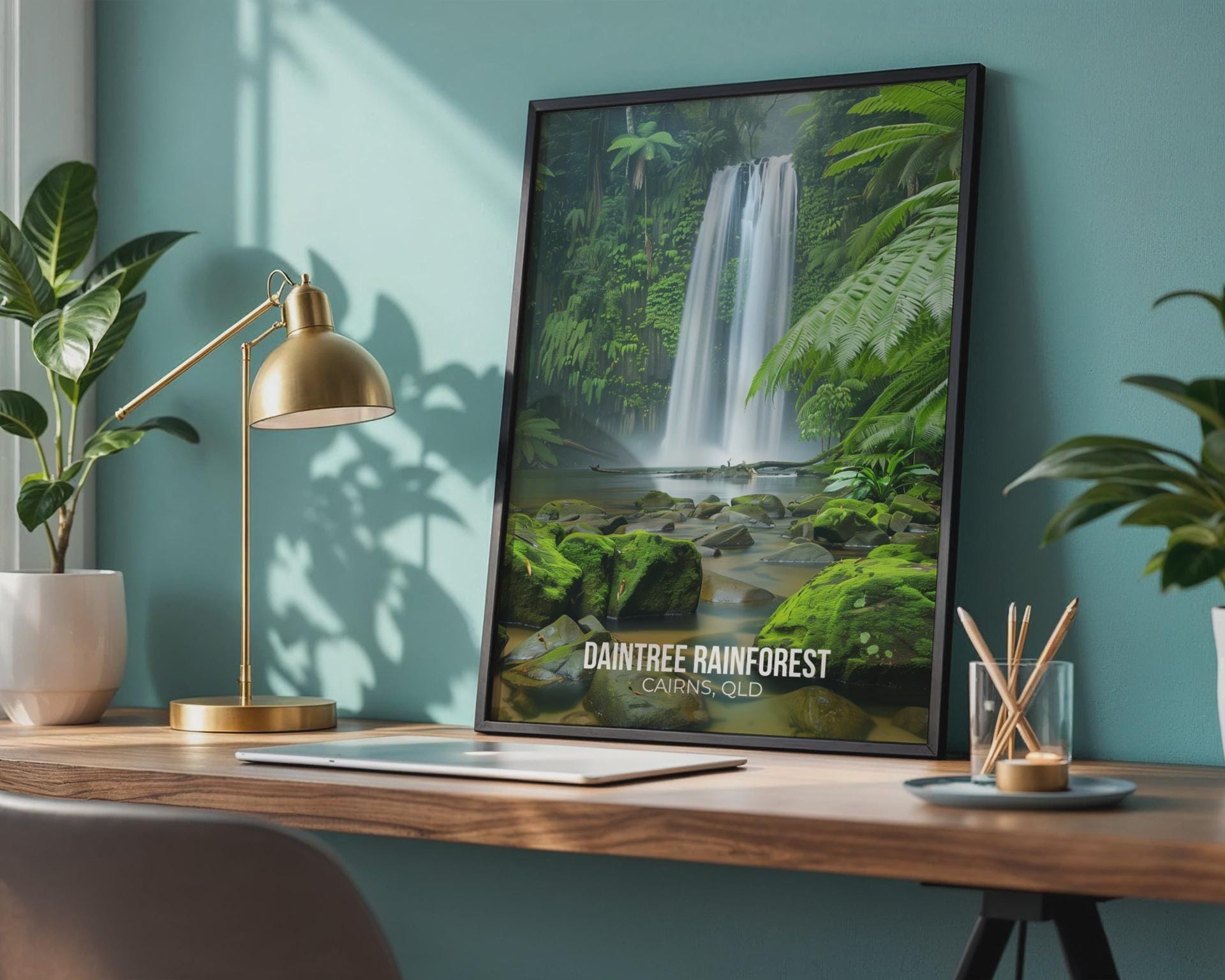 Daintree Rainforest Wall Art Print of Waterfall and Tropical Flora - Travel Wall Art