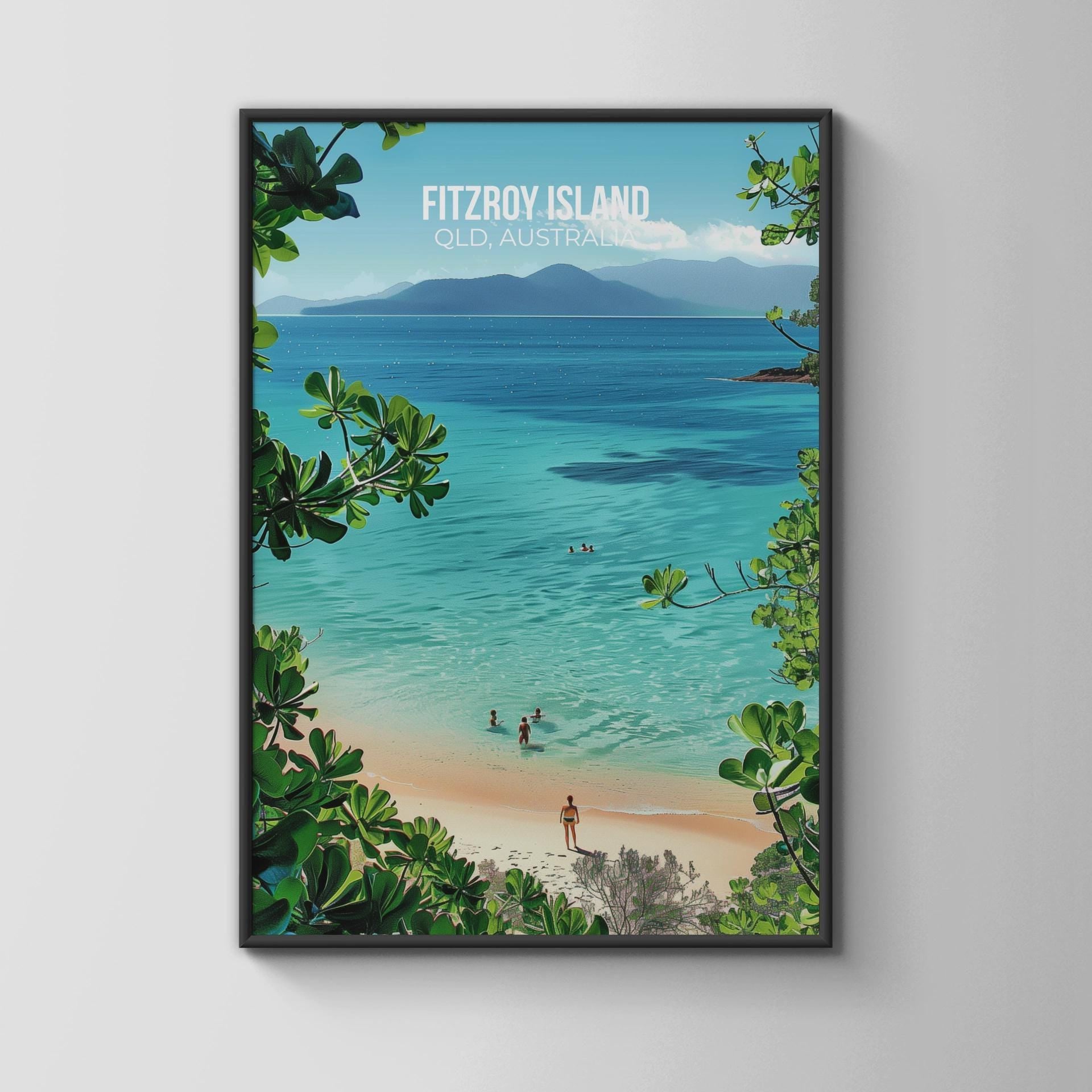 Fitzroy Island QLD Australia Travel Poster Art Print - Travel Wall Art