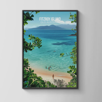 Fitzroy Island QLD Australia Travel Poster Art Print - Travel Wall Art