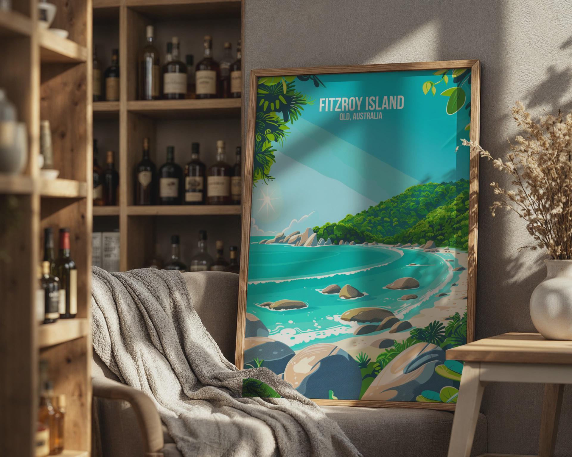 Fitzroy Island Poster QLD Australia Tropical Landscape Wall Art Print - Travel Wall Art
