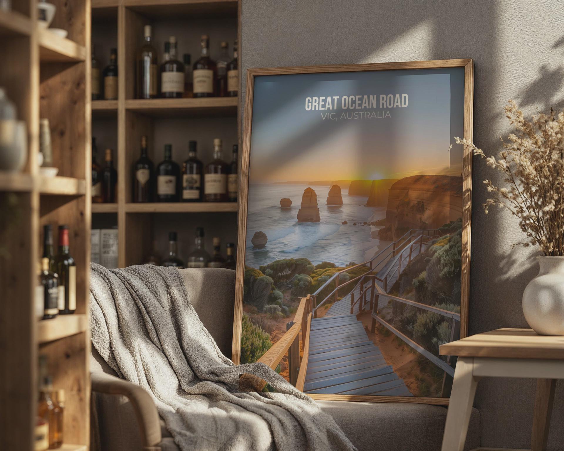 Great Ocean Road Sunset Print Australia Landscape Wall Art - Travel Wall Art