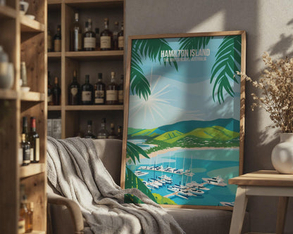 Hamilton Island Travel Poster Whitsundays Australia Wall Art Print - Travel Wall Art