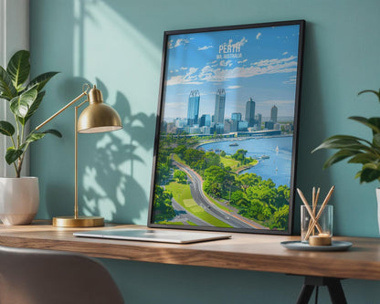 Perth WA Australia Cityscape Print Wall Art - Travel Wall Art