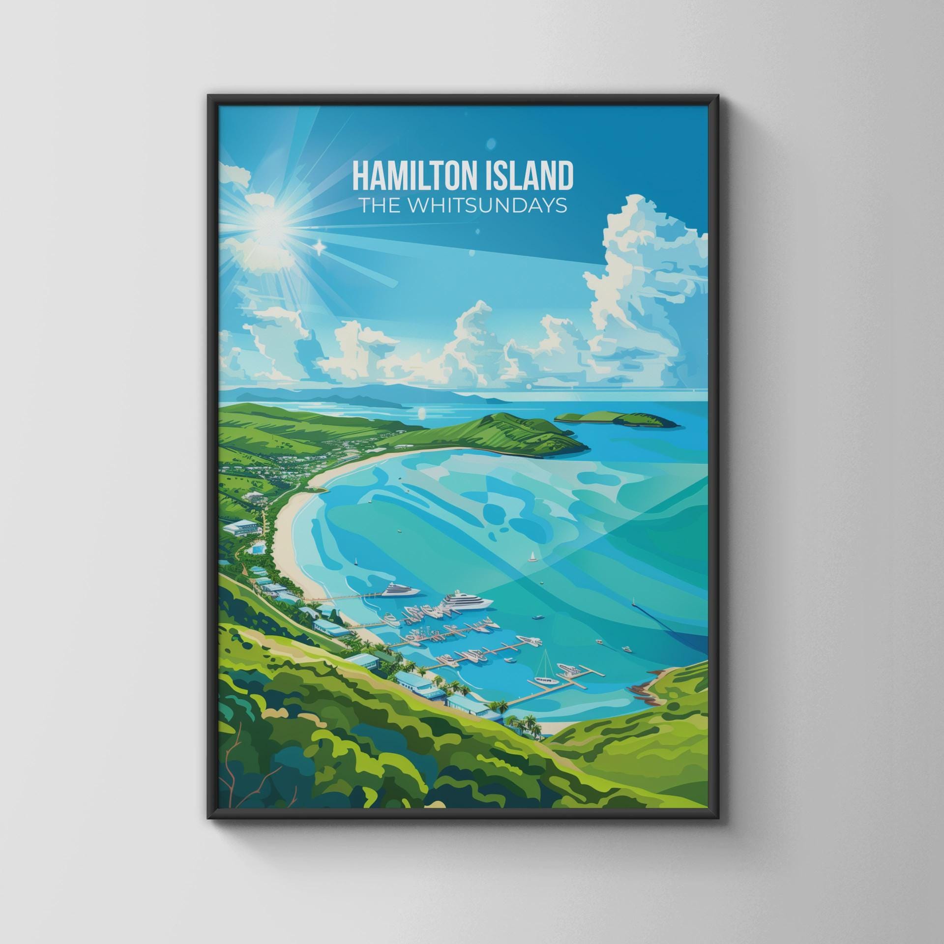 Hamilton Island Travel Poster Whitsundays Wall Art - Travel Wall Art