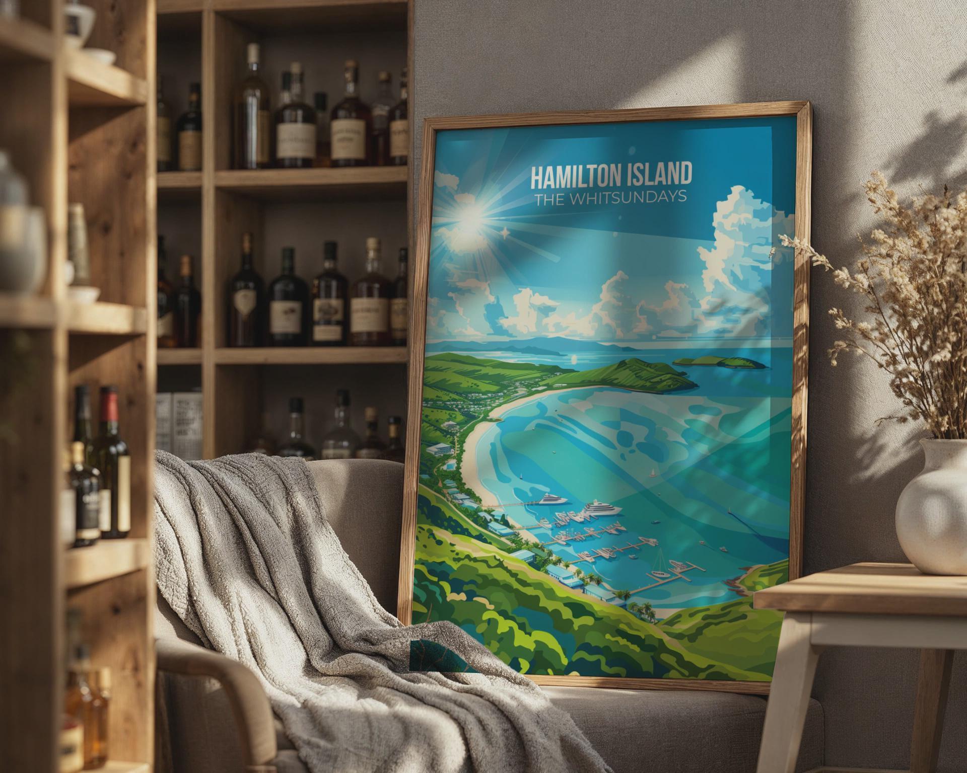Hamilton Island Travel Poster Whitsundays Wall Art - Travel Wall Art