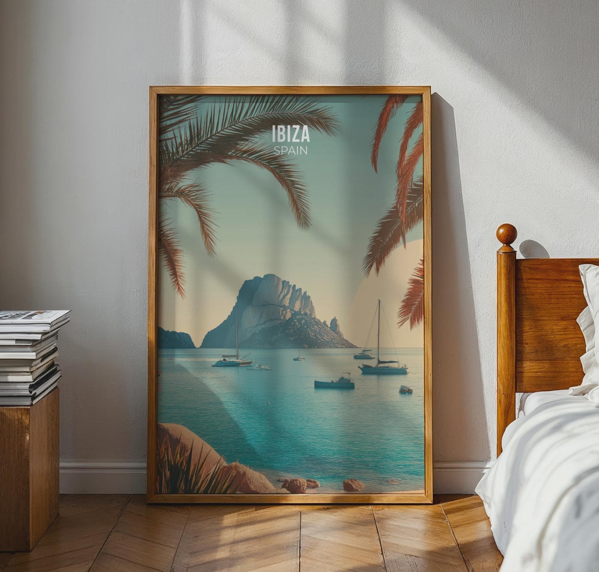 Ibiza Print Minimalist Coastal Wall Art - Travel Wall Art