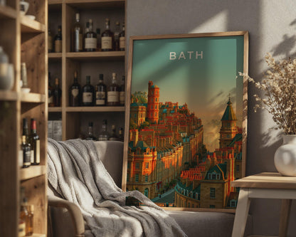Bath Architecture Poster Cityscape Wall Art UK Travel Decor - Travel Wall Art