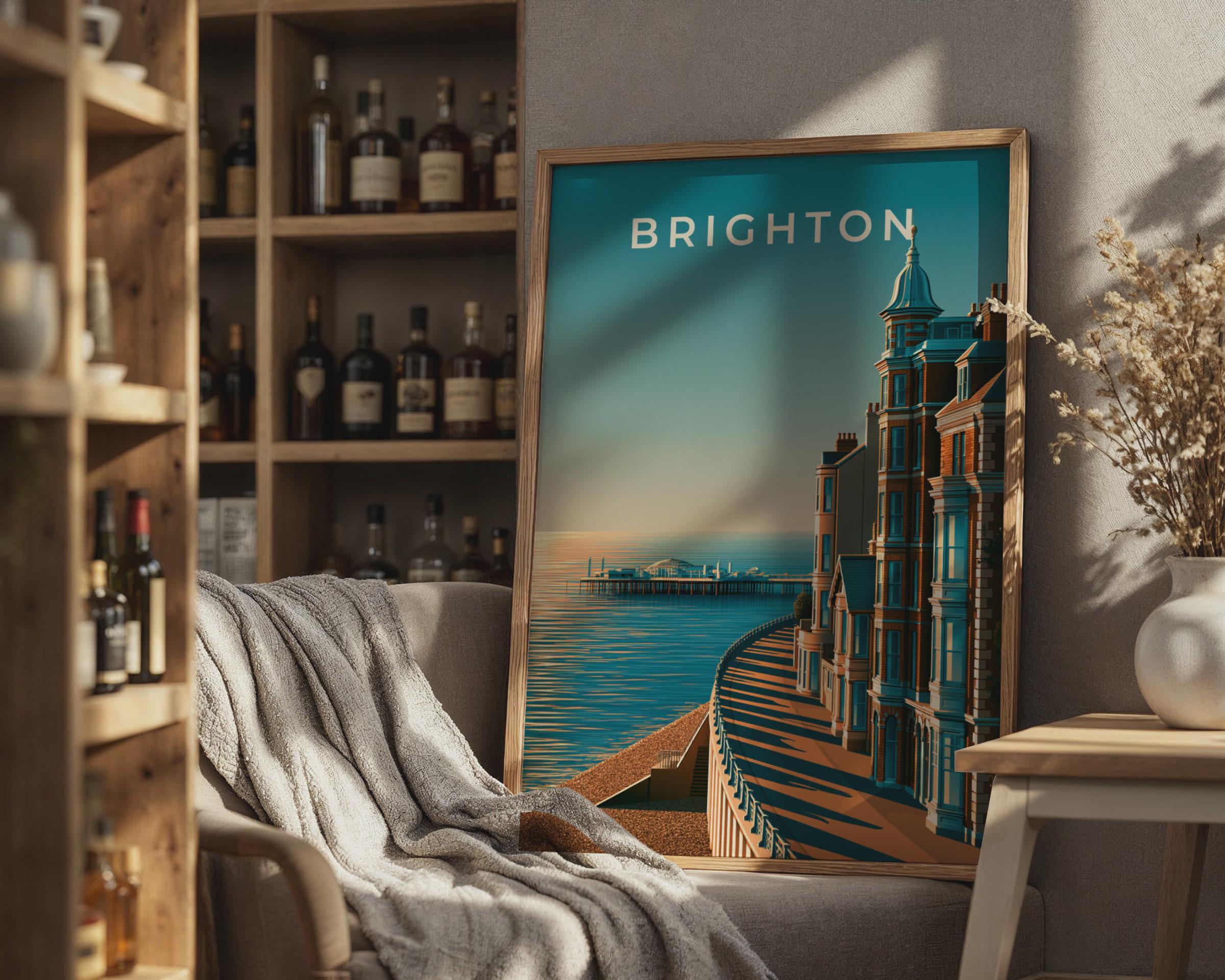 Brighton Poster Coastal Wall Art Print - Travel Wall Art