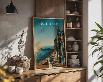 Brighton Poster Coastal Wall Art Print - Travel Wall Art